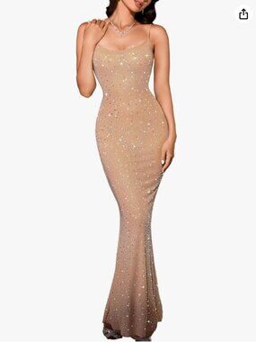 Mesh Rhinestone Slip Dress - Perfect for Marilyn Monroe Dressup